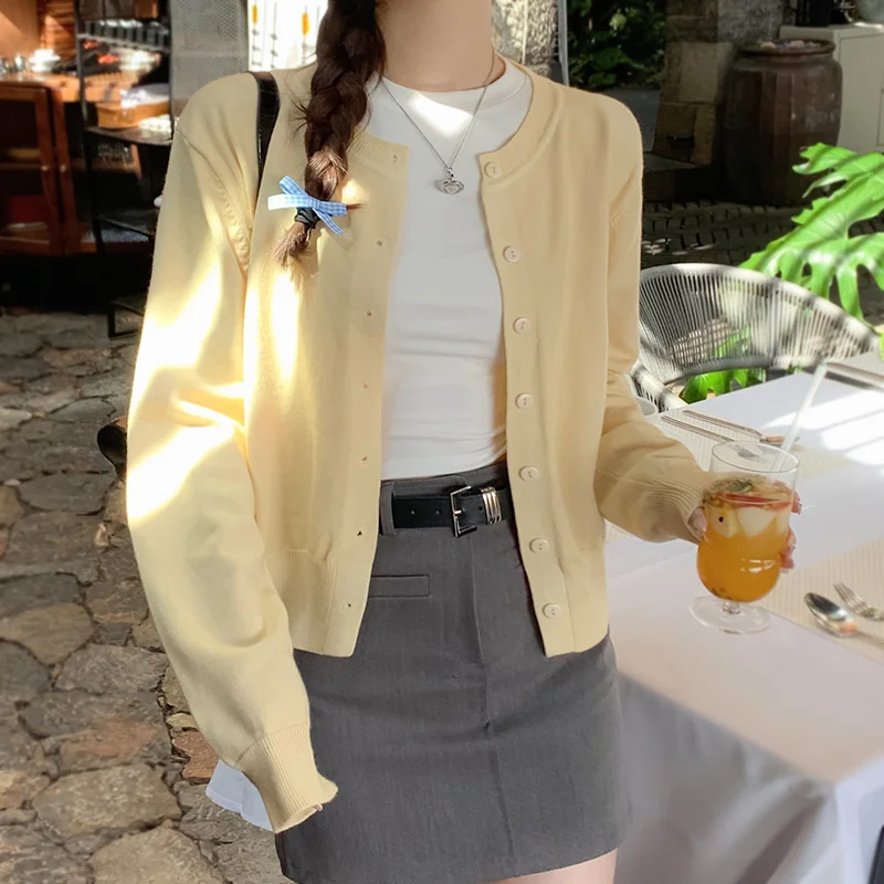 Brownm Brownm Cardigan Women 2025 Early Spring New Coat Yellow Coat Autumn High-End Small Sweater