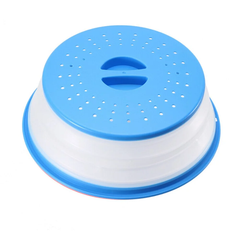 Foldable Silicone Microwave Cover Lid Plate Cover Colander Strainer for Fruit Vegetables 10.5 inch Microwave Cover Lid