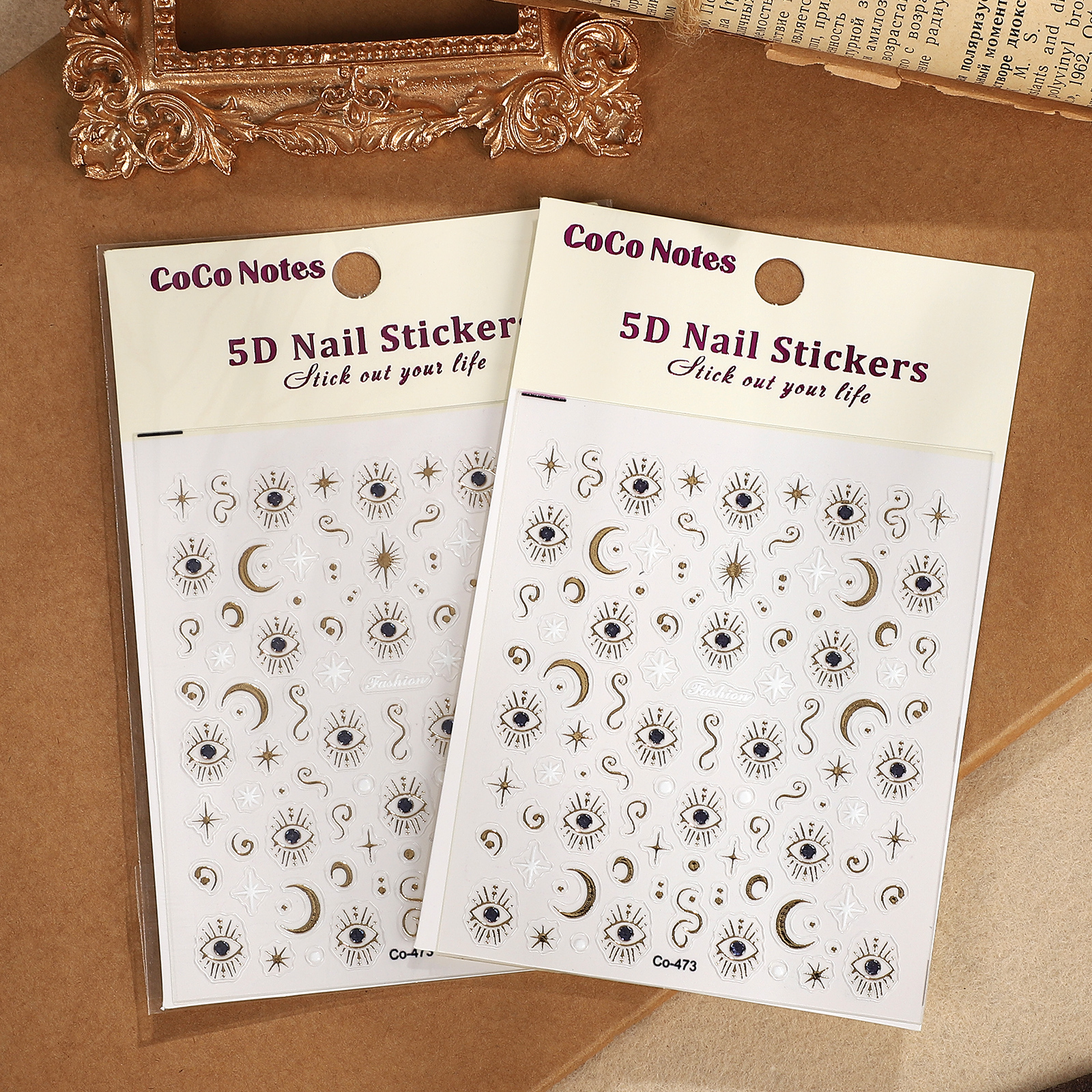 PET 스티커 - 2개/세트 빈티지 눈 별 달