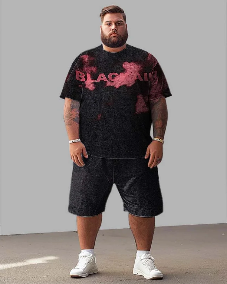 Printed Front And Rear Men's Plus Size Fashion Brand Car Printed T-shirt Shorts Suit