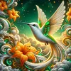 Diamond Painting -DIY Round Drill Hummingbird Carrying Flowers(40x40cm)