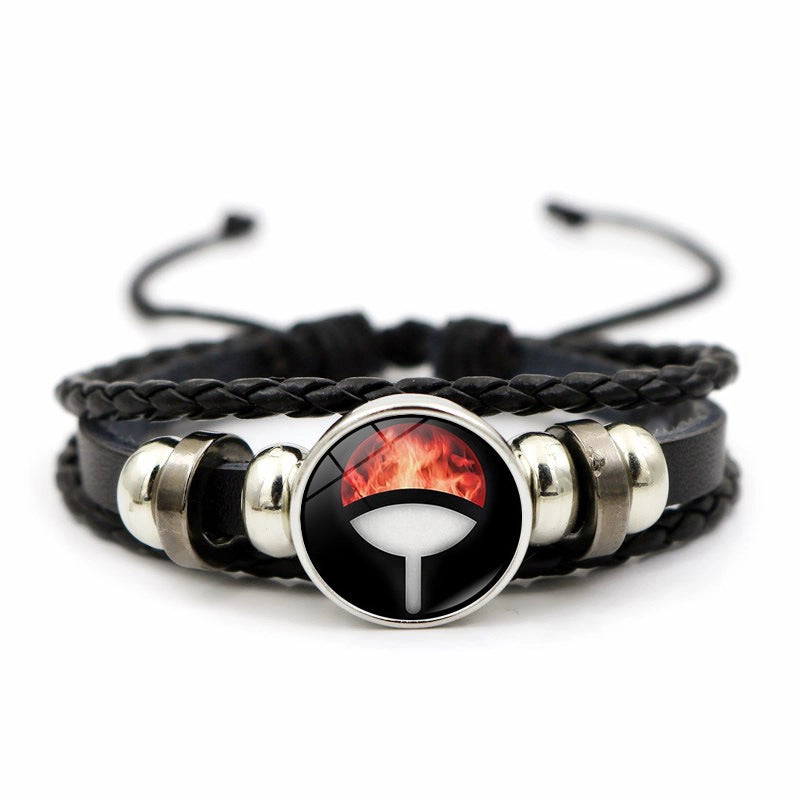 Naruto Sharingan Leather Bracelet For Men And Women Students Woven Bracelet Animation Kaleidoscope Hand Jewelry