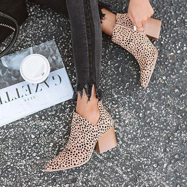 Fashion Stylish Pointed Toe Leopard Booties