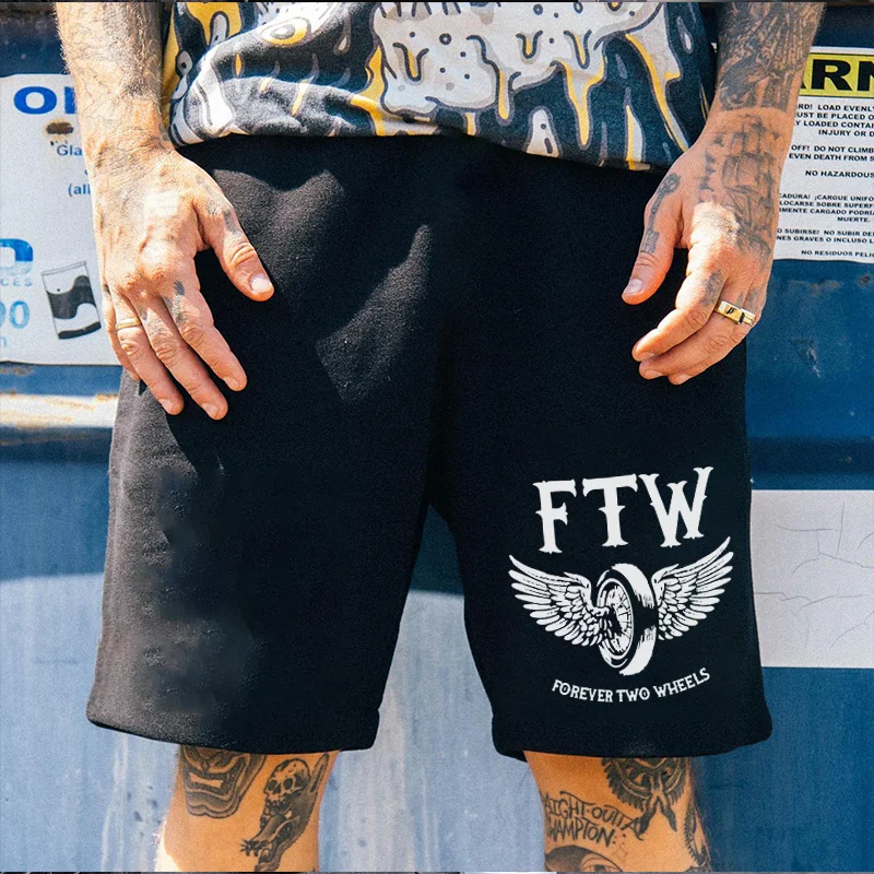 FTW Wheel with Wings Graphic Black Print Shorts