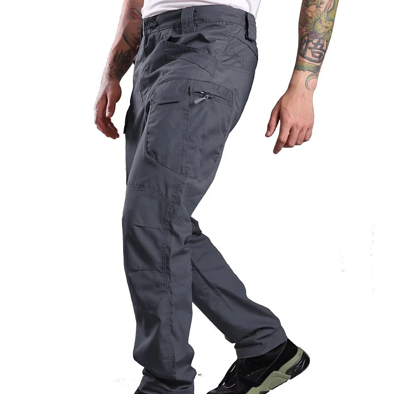 Men's tactical pants men military rip-stop army combat trousers cotton multi-pockets casual cargo work hunt pants