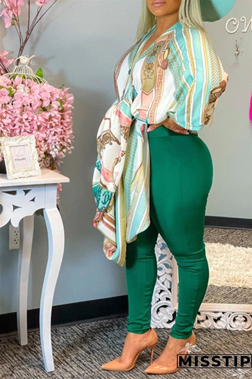 Blue Fashion Casual Print Cardigan Outerwear