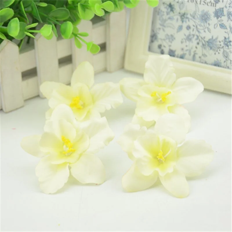 10pcs/lot 7CM Silk Artificial Orchid Flowers Heads For Home Wedding Decoration Fake Flowers DIY Christmas Gift Box Craft