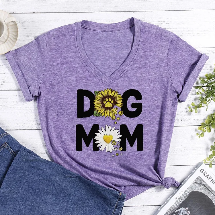Sunflower Mother Dog  Pet Animal Lover V-neck T Shirt