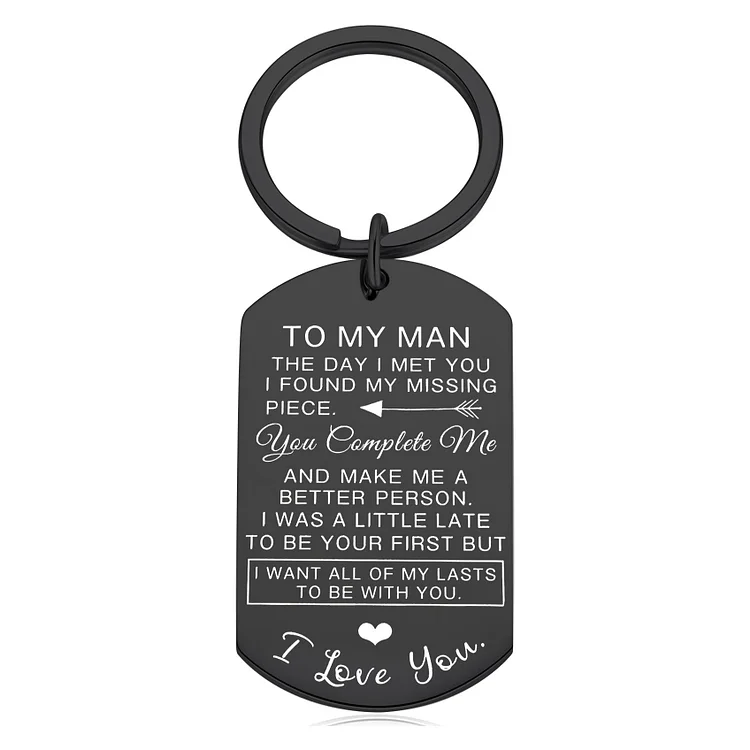 To My Man Dog Tag Keychain THE DAY I MET YOU I FOUND MY MISSING PIECE Valentine's Day Gifts