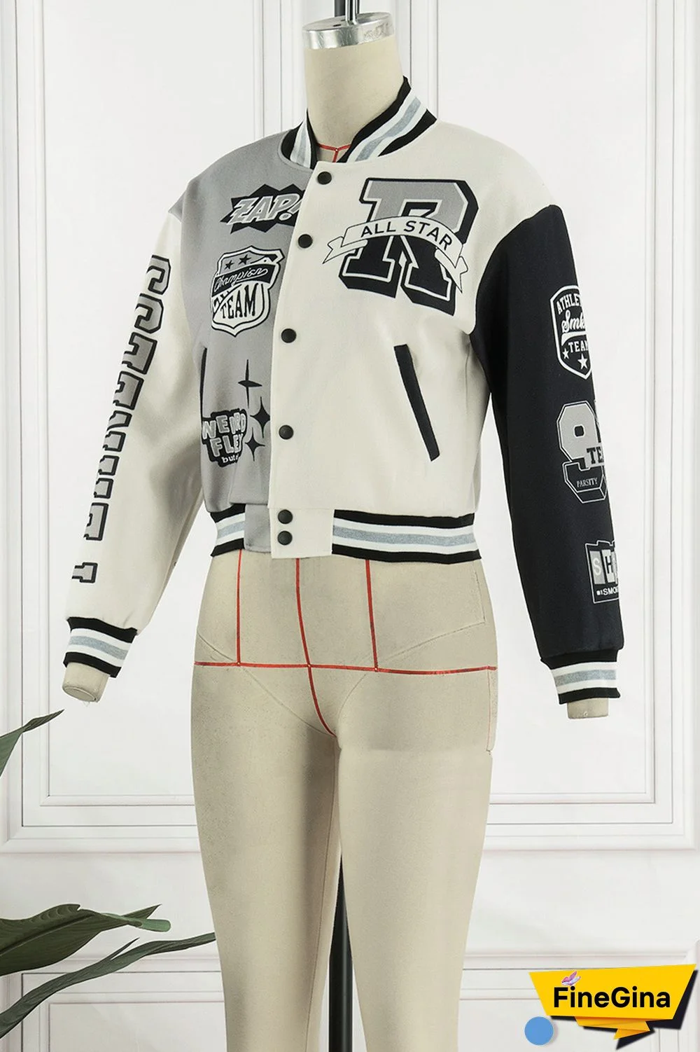 Red Casual Print Patchwork O Neck Outerwear