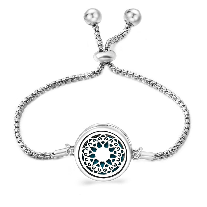 Fashion Angel Wings Aromatherapy Pendant Bracelet Essential Oil Diffuser Stainless Steel Bracelet Adjustable Women Simple