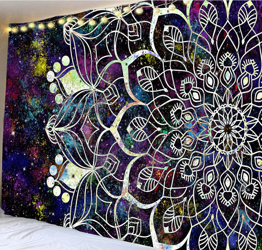 India Mandala Tapestry Wall Hanging Boho Decor Wall Cloth Tapestries Psychedelic Hippie Night Moon Tapestry Mandala Wall Carpet