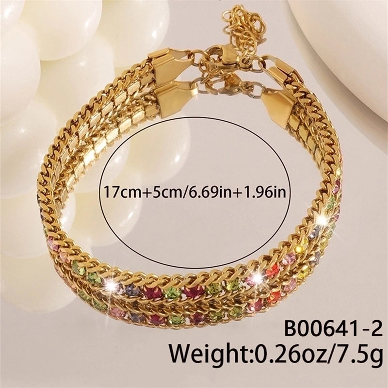 Modern Style Classic Style Irregular 304 Stainless Steel K Gold Plated Zircon Bracelets In Bulk