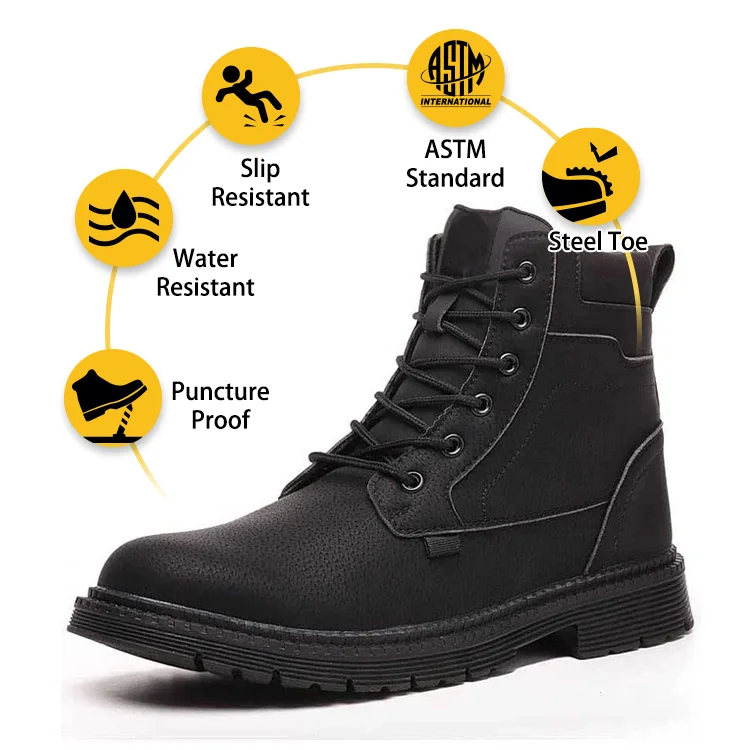 Men & Women Steel Toe Slip Resistant & Oil Proof Waterproof Puncture Resistant Construction & Mining Boots