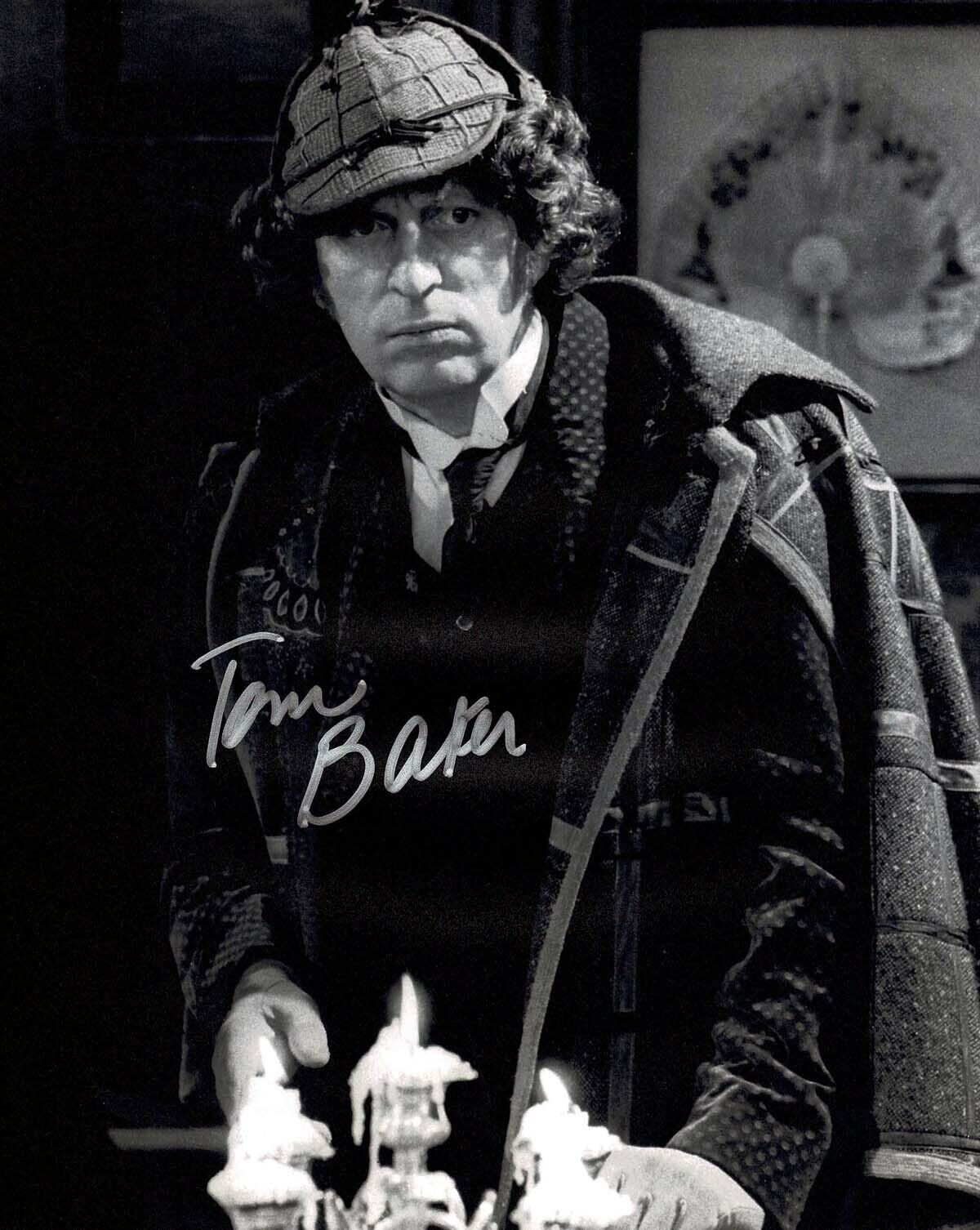 Tom BAKER The Doctor SIGNED Dr Who The Tardis 10x8 Photo Poster painting 3 AFTAL COA