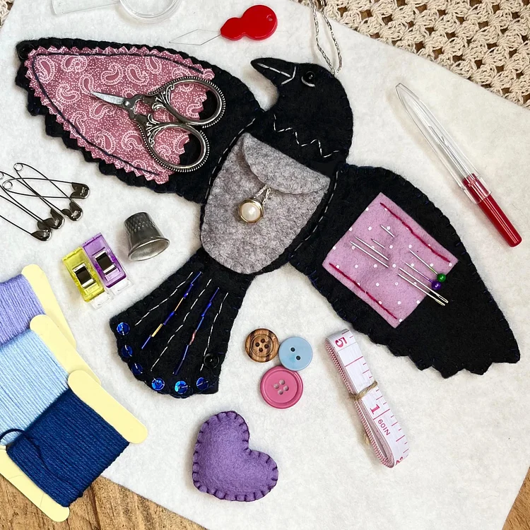 Midnight Crow Felt Sewing Case Template Set