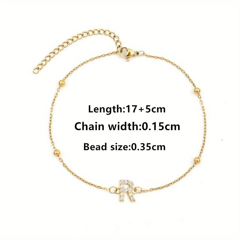Elegant Minimalist Letter 201 Stainless Steel 304 Stainless Steel Zircon Bracelets In Bulk