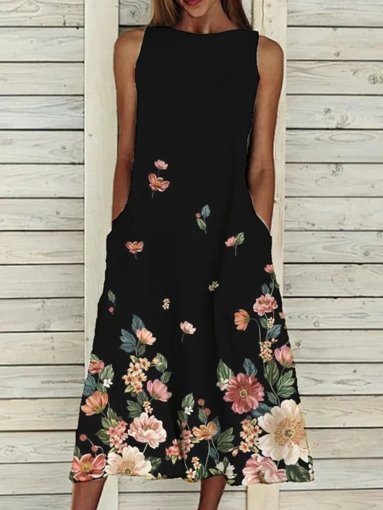 Floral Bottom Print Maxi Dress
