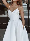 White Color Spaghetti-Neck Wedding Midi Dress