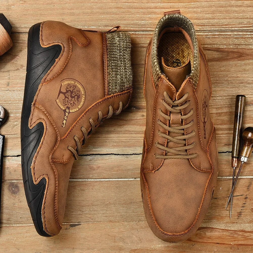 Classic Winter Men's Boots Warm Thick Plush Men's Snow Boots Outdoor Waterproof Men Western Boots Suede Men Motorcycle Boots