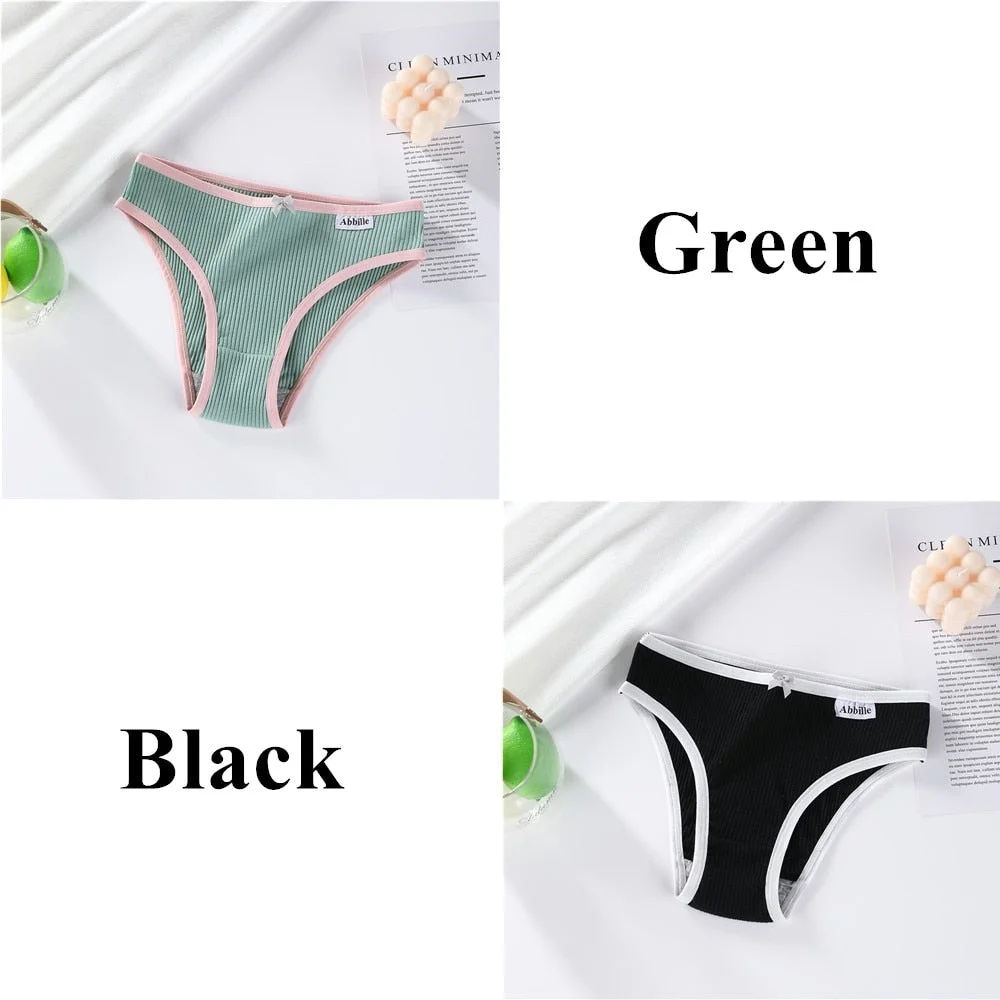 Abbille Women's Cotton Panties Soft Striped Patchwork Women Underpants Solid Girls Briefs Sexy Female Lingerie Comfort Underwear