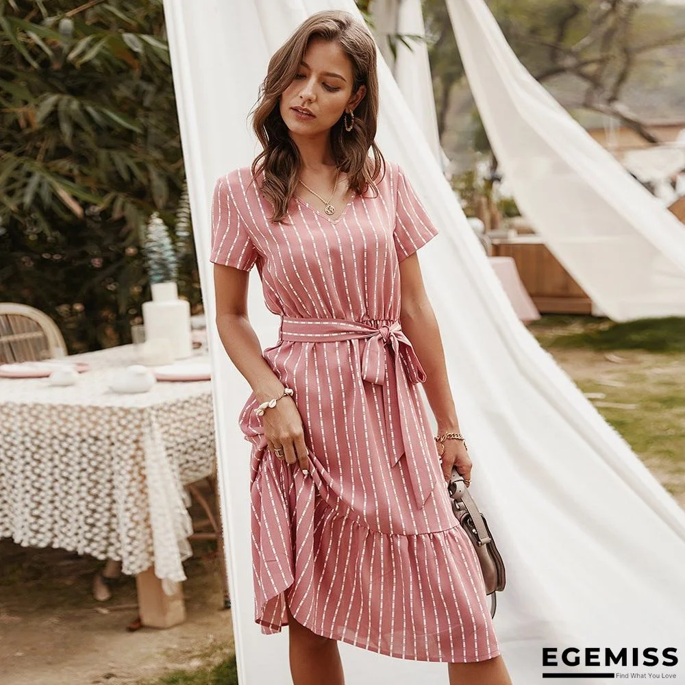 V-neck Sexy Striped Dress | EGEMISS