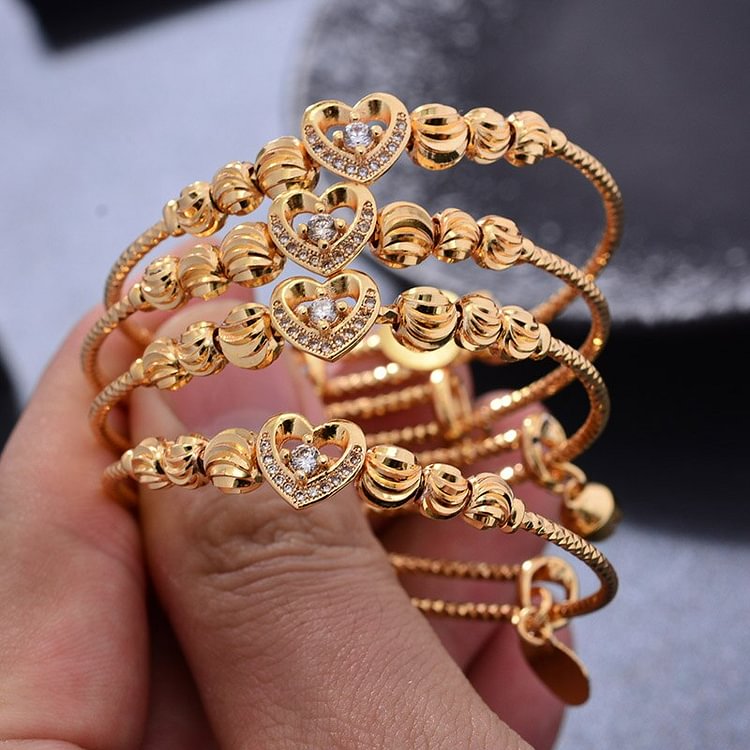 4pcs/lot Fashion Woman Bangles Gold Color Ethiopian Girl Exquisite Bracelet