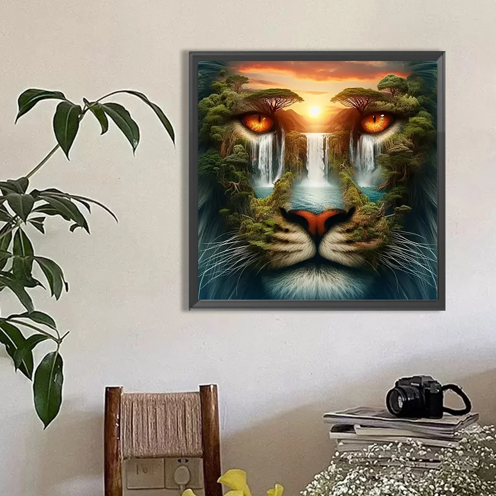 Diamond Painting - Full Round Drill - Tiger Scenery(Canvas|40*40cm)
