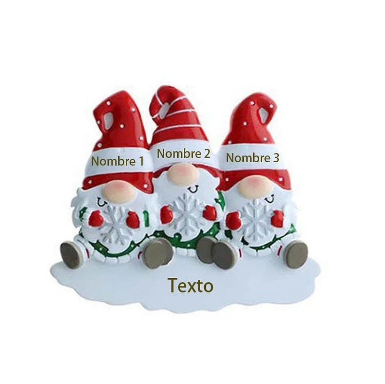 Navidad-Ornamento muñecos navideño de resina 3 nombres y 1 texto personalizados de la familia adorno del árbol