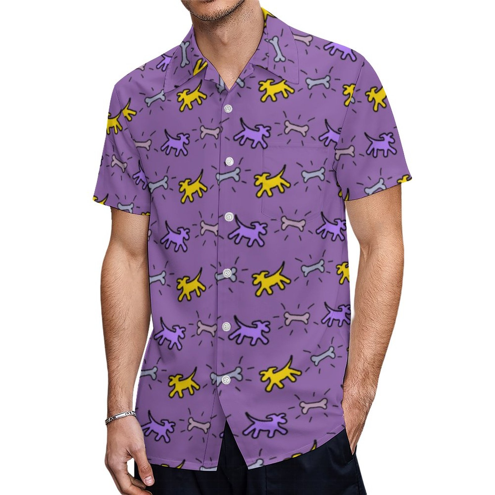 Dog Bone Graffiti Style 1 Choose Color B Hawaiian Shirt Mens Button Down Plus Size Tropical Hawaii Beach Shirts