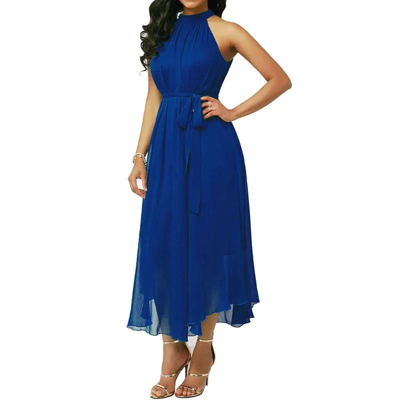 Sleeveless Halter Chiffon Lace Top Long Dresses Emerald