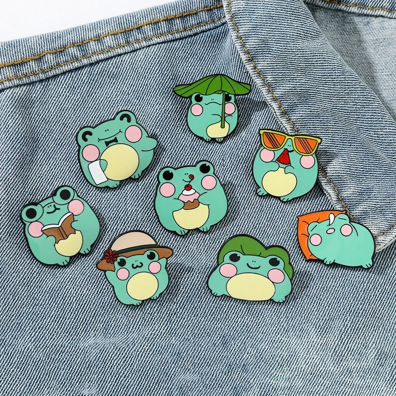 Cartoon Style Cute Funny Pin Cartoon Frog Alloy Stamping Stoving Varnish Plating Unisex Brooches