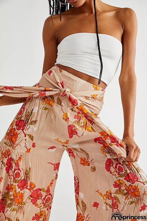 Print Belted Palazzo Pant