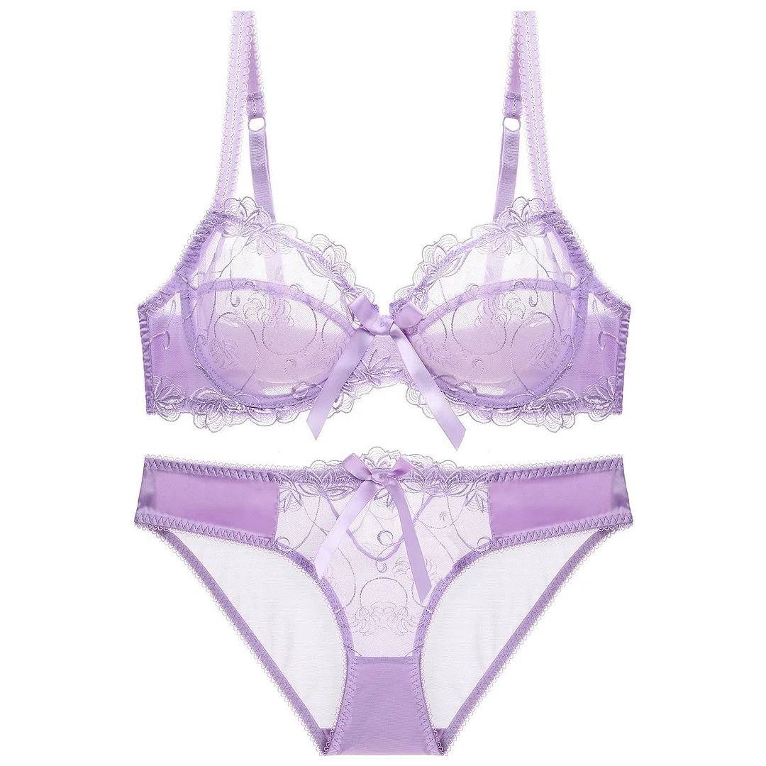 Churchf Women's Summer Sexy Bra Transparent Lace Bra Set Butterfly Butterfly Ultra Thin Airable Size Underwear