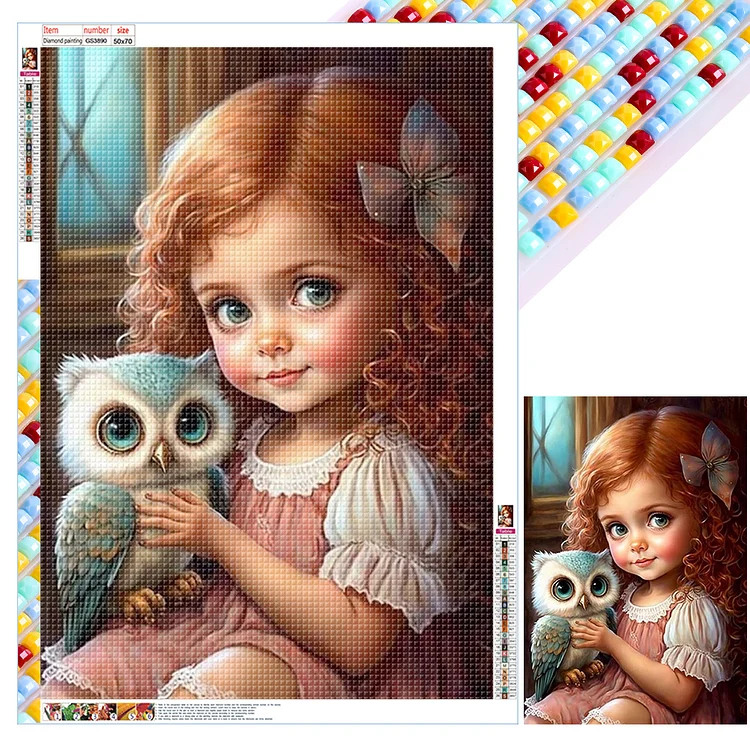 Full Square Diamond Painting - Girls And Cute Pets 50*70CM