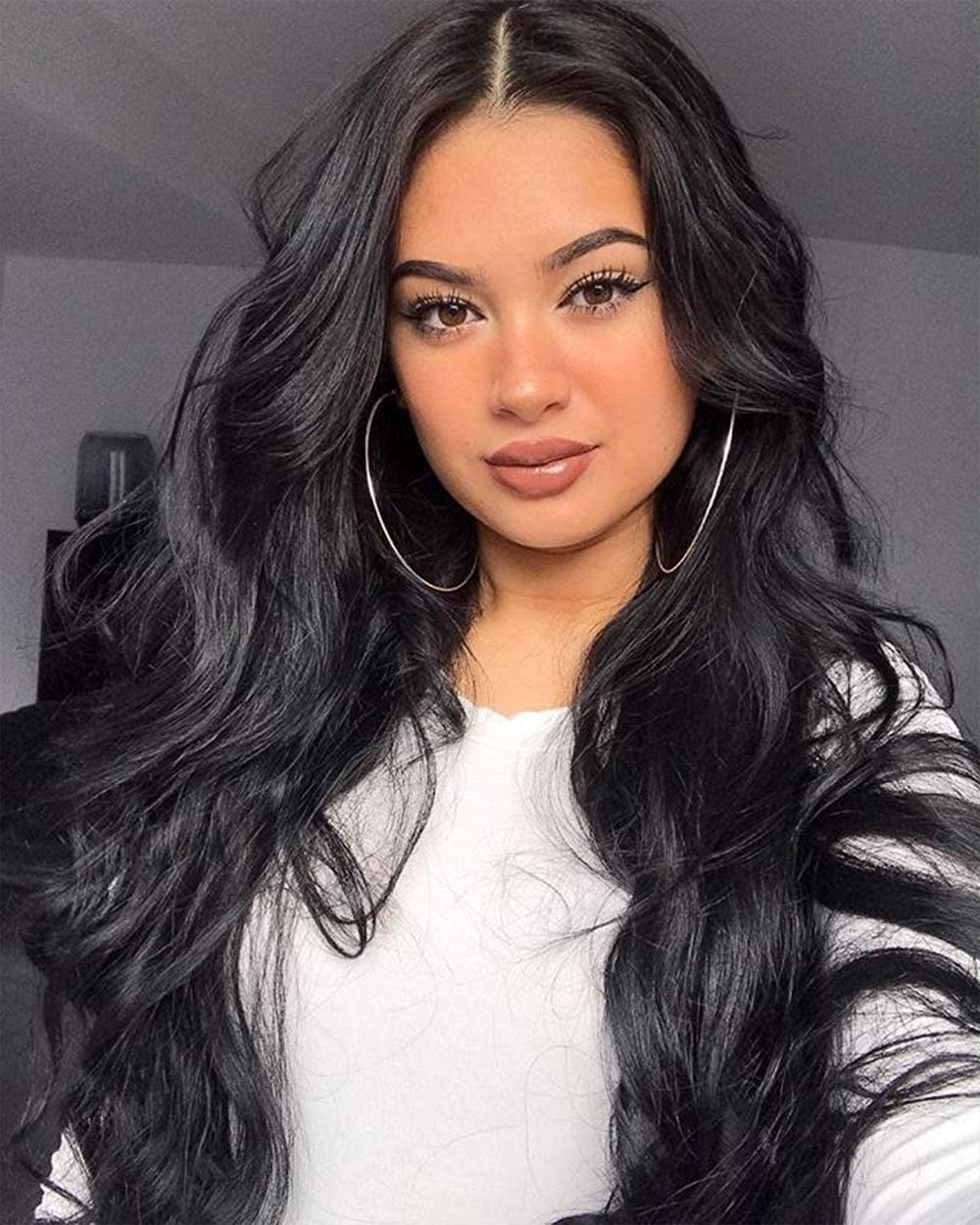 Long Black Curly Wavy Mini Lace Wig For Women-elleschic