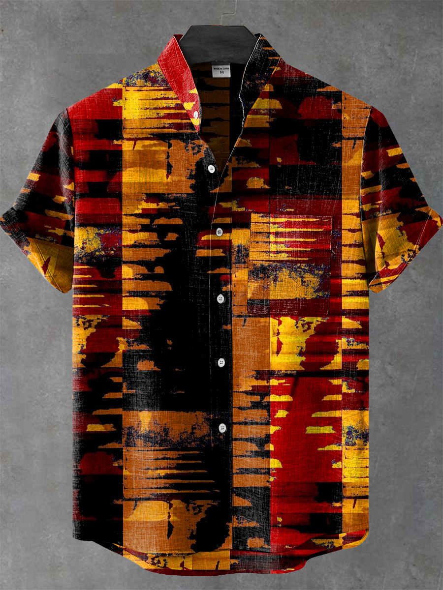 Abstract Stripes Art Print Casual 100% Cotton Shirt