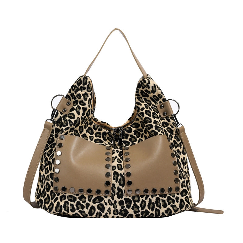 New Arrival Women’s Leopard-Print Shoulder Bag 2024 Autumn New Large Capacity Totes Work Commuter Messenger Bag