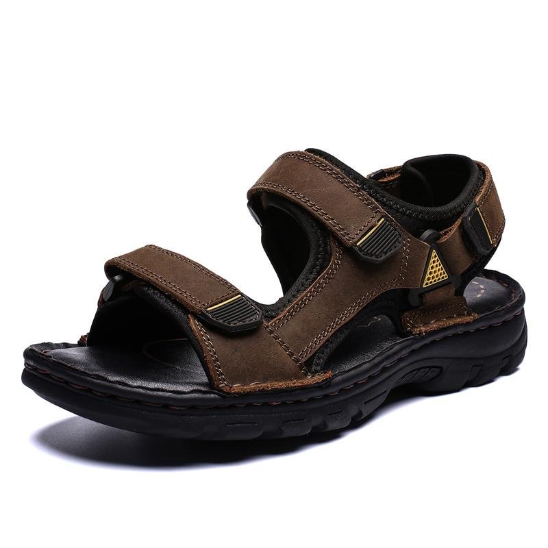 Colourp Summer Men's Sandals Genuine Leather Business Casual Shoes Men's Breathable Design Outdoor Beach Sandals Roman Water Sneakers