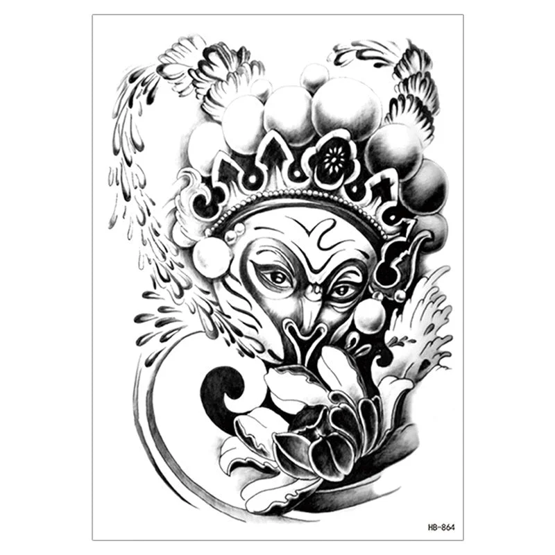 Waterproof TemporaryTattoo Sticker For Men Women Tiger Wolf Death Skull Temporary Tattoo Fake Henna Skeleton King Animal Tatoo