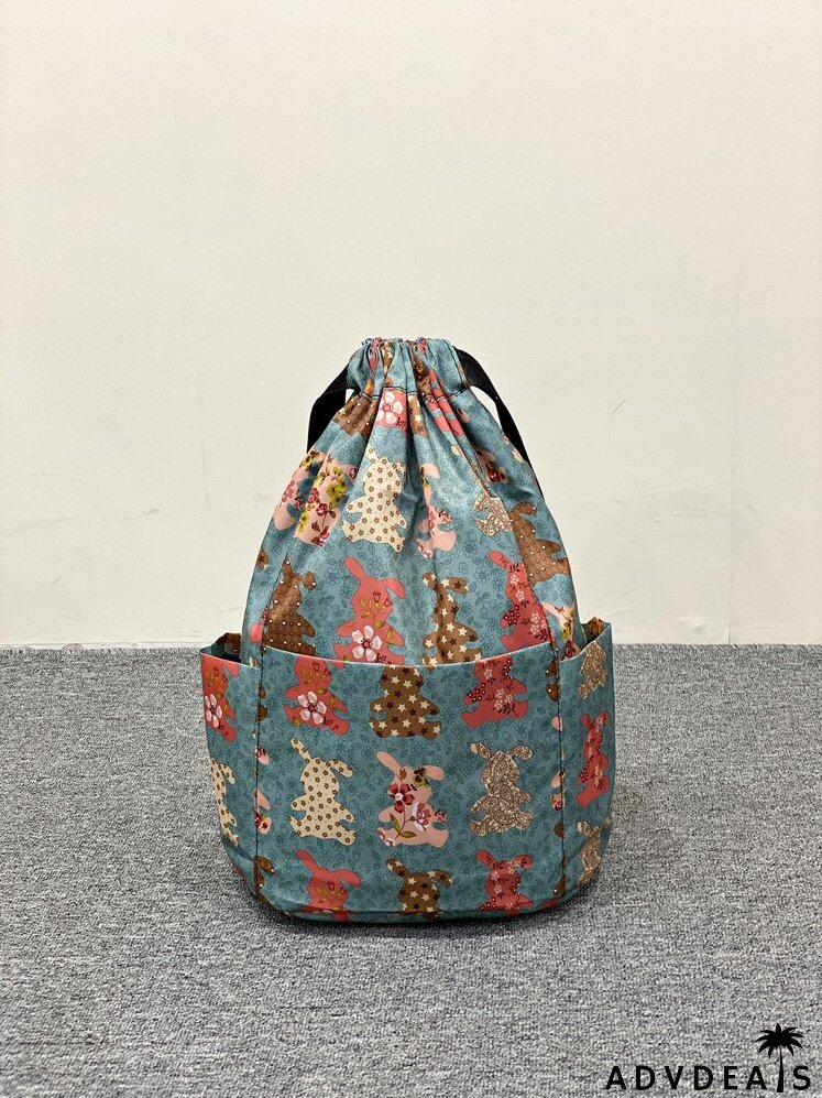Allover Rabbit Graphic Drawstring Backpack