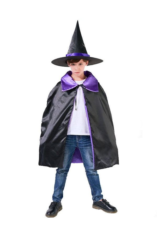 Stylish Cool Halloween Magic Cloak Witch Kids Costume Purple-elleschic