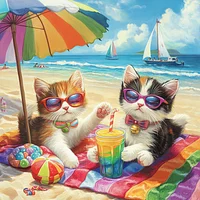 Beach Kitten - Diamond Painting