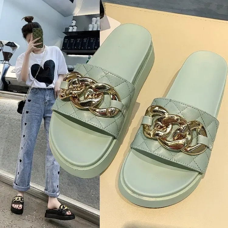 2021 summer Rubber Slippers Sequin Fashion Low Heel Flat Slippers Cheap and Fine sandals for women 2021 comfortable shoes woman
