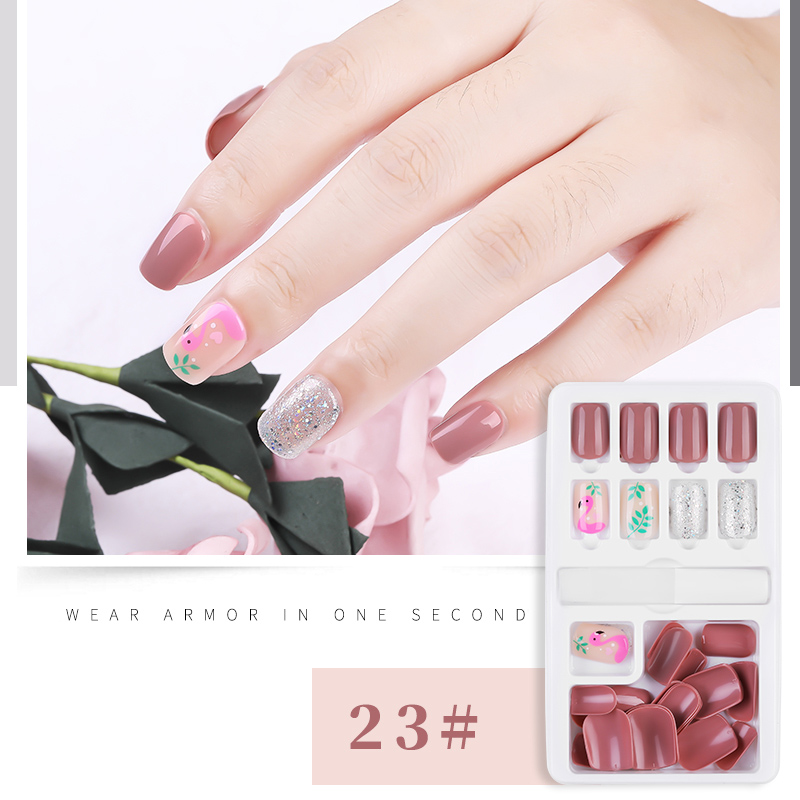 Mature Women 30pcs Detachable False Nail Artificial Tips Set Full Cover for Short Decoration