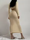 Belly-Hollow Long Sleeve Sexy Slim Two-Piece Midi Dress
