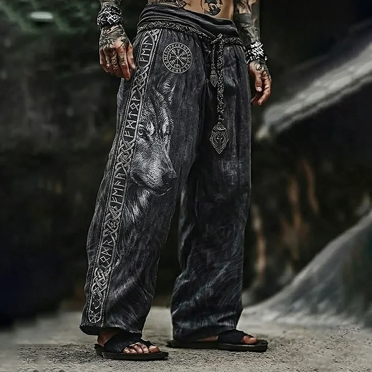 Men's Viking Fenrir Totem Celtic Nordic Retro Pants
