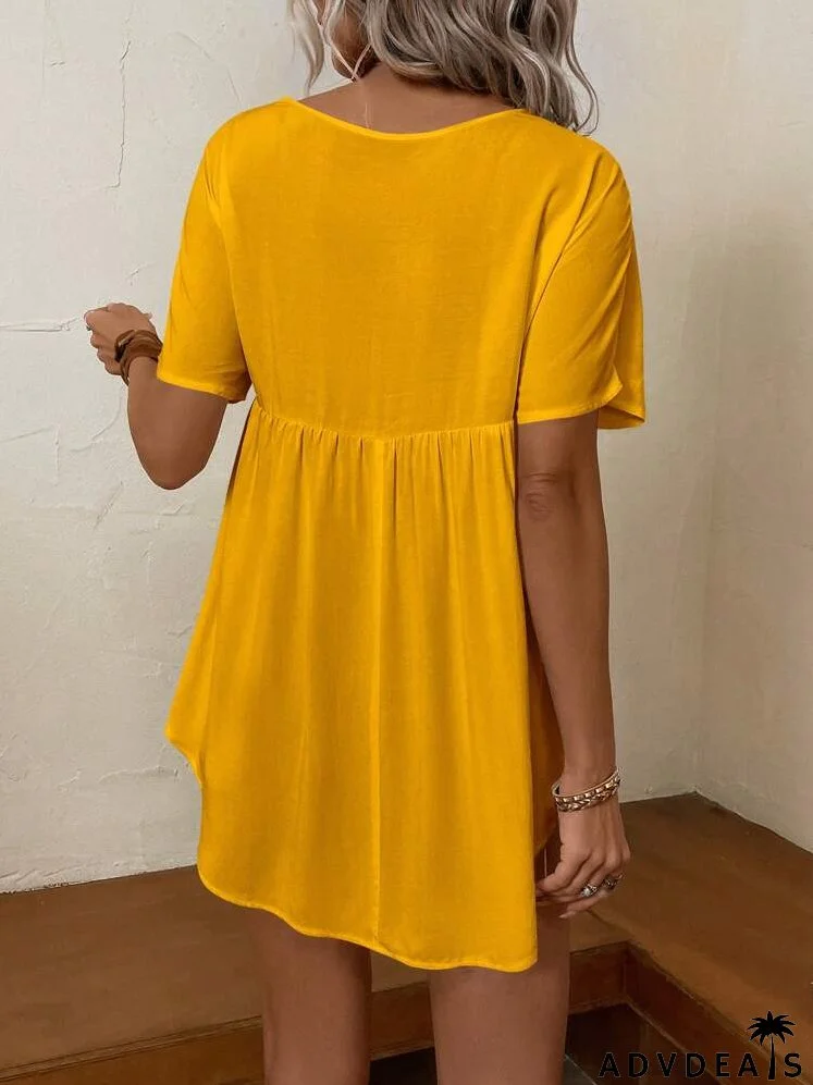 Floral Embroidery Smock Blouse