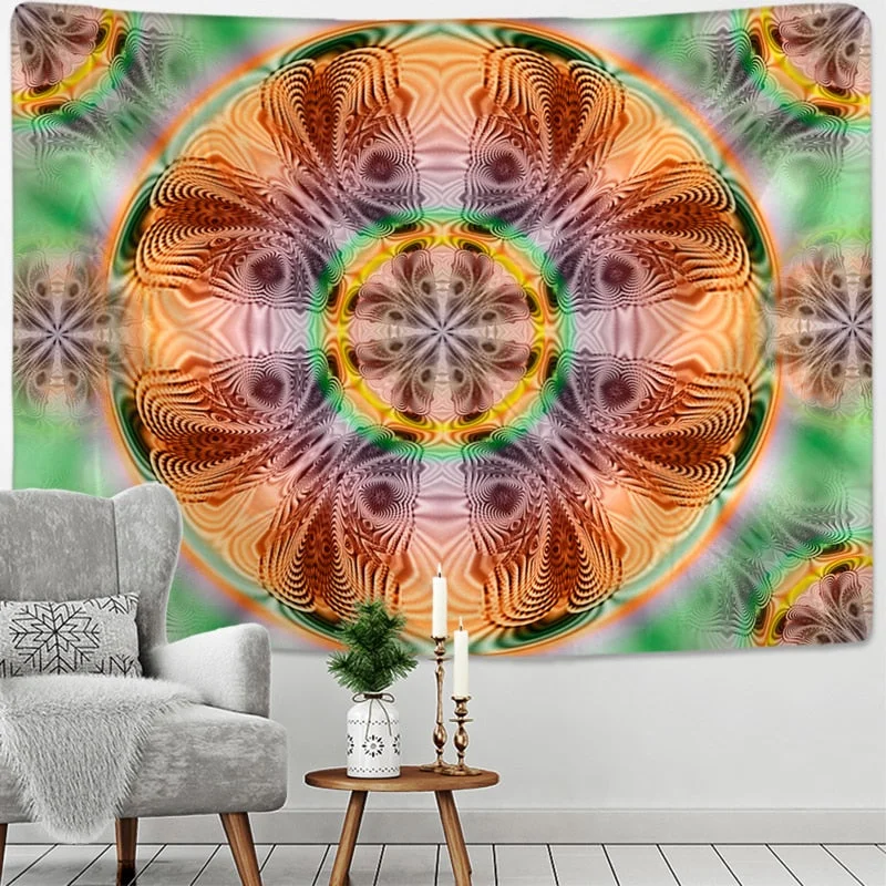 Radiant Mandala Tapestry Wall Hanging Psychedelic Colorful Hippie Tapiz Mystery Art Boho Style Home Decor