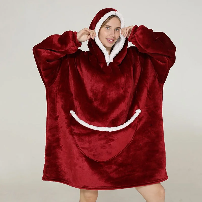 Sherpa Blanket Hoodie Family Oversized Homewear Fleece Warm Thick Girls Sleepwear Cartoon Printed Hoody Sweatshirt TV Blanket